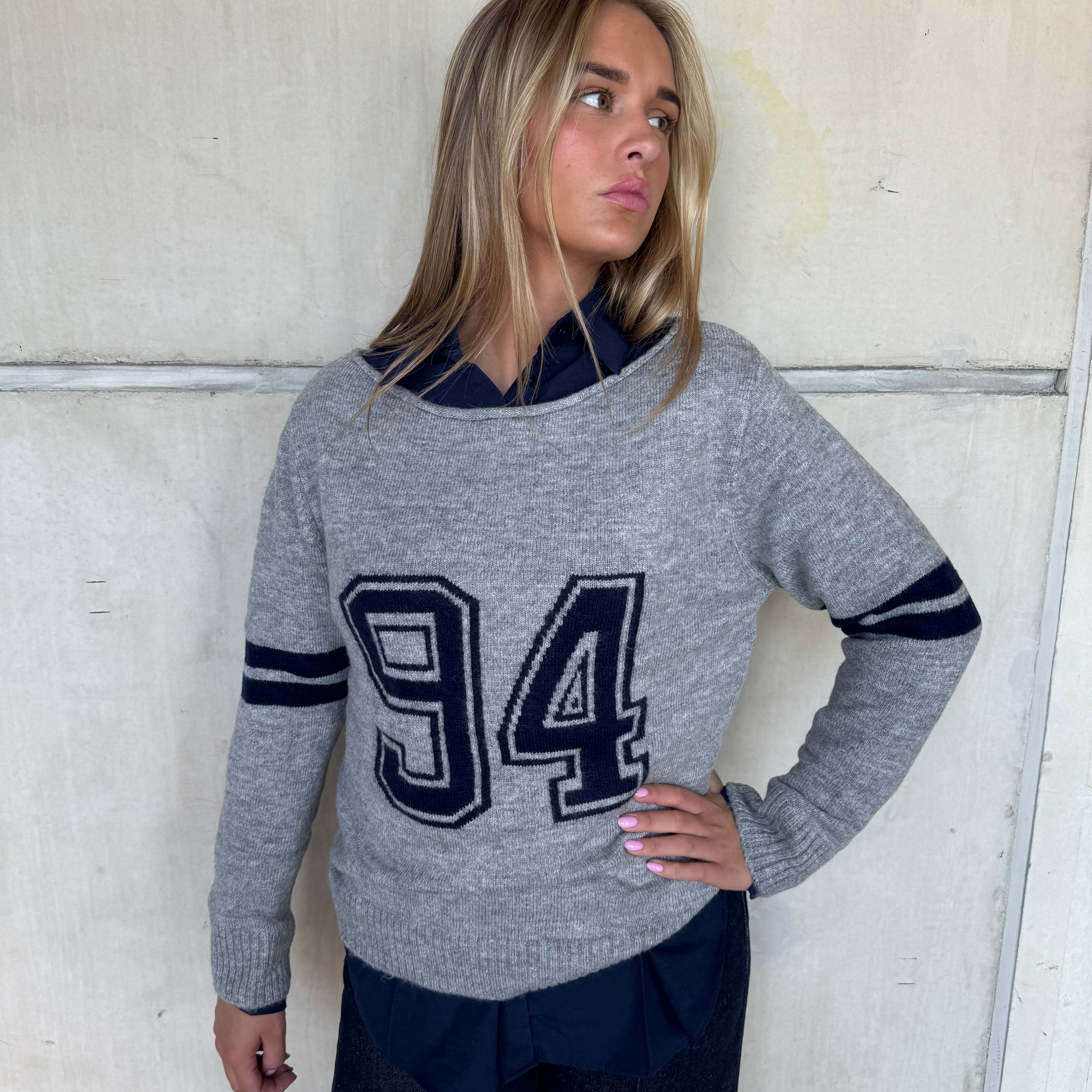 Trui Knitted 94 Grijs-Blauw