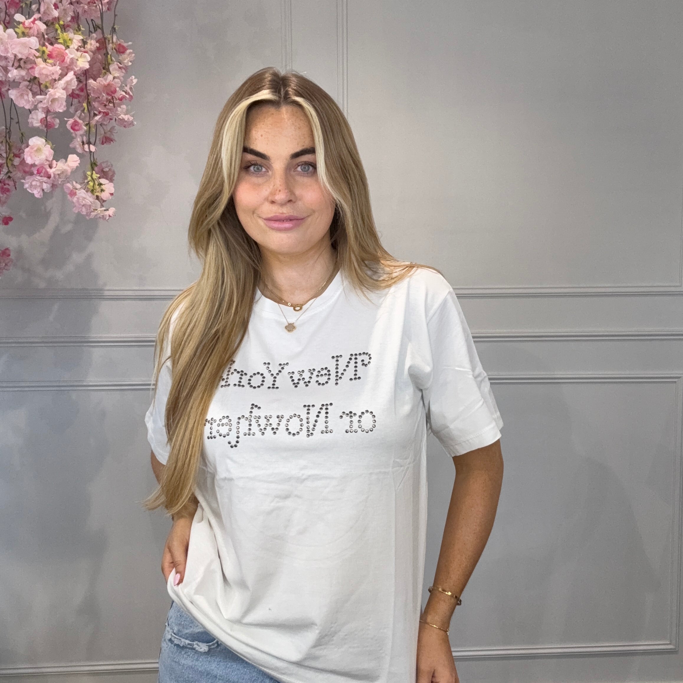 T-shirt Wit Met Studs