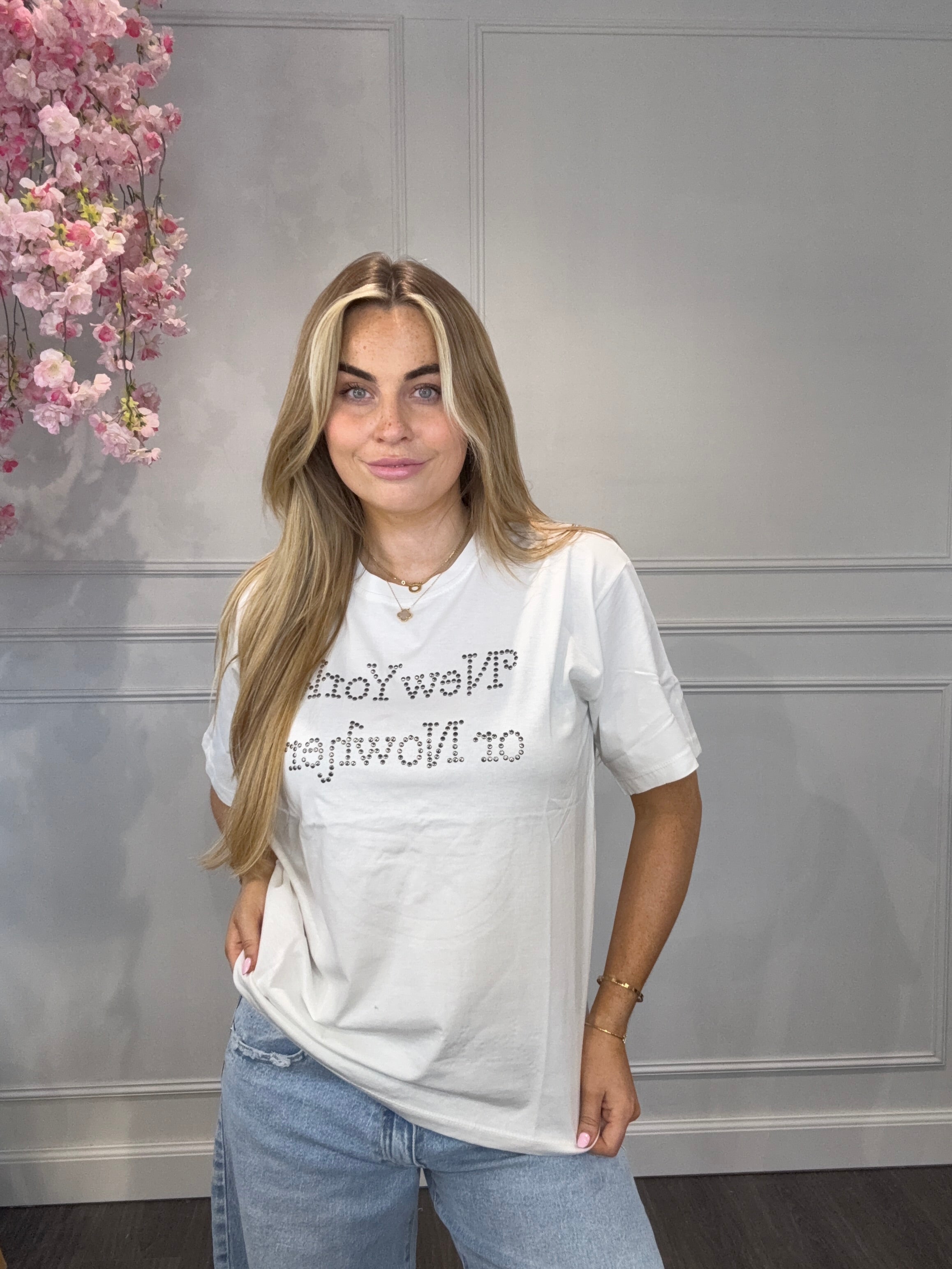 T-shirt Wit Met Studs