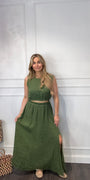 2 Delige Ambika Set Maxi Rok Groen