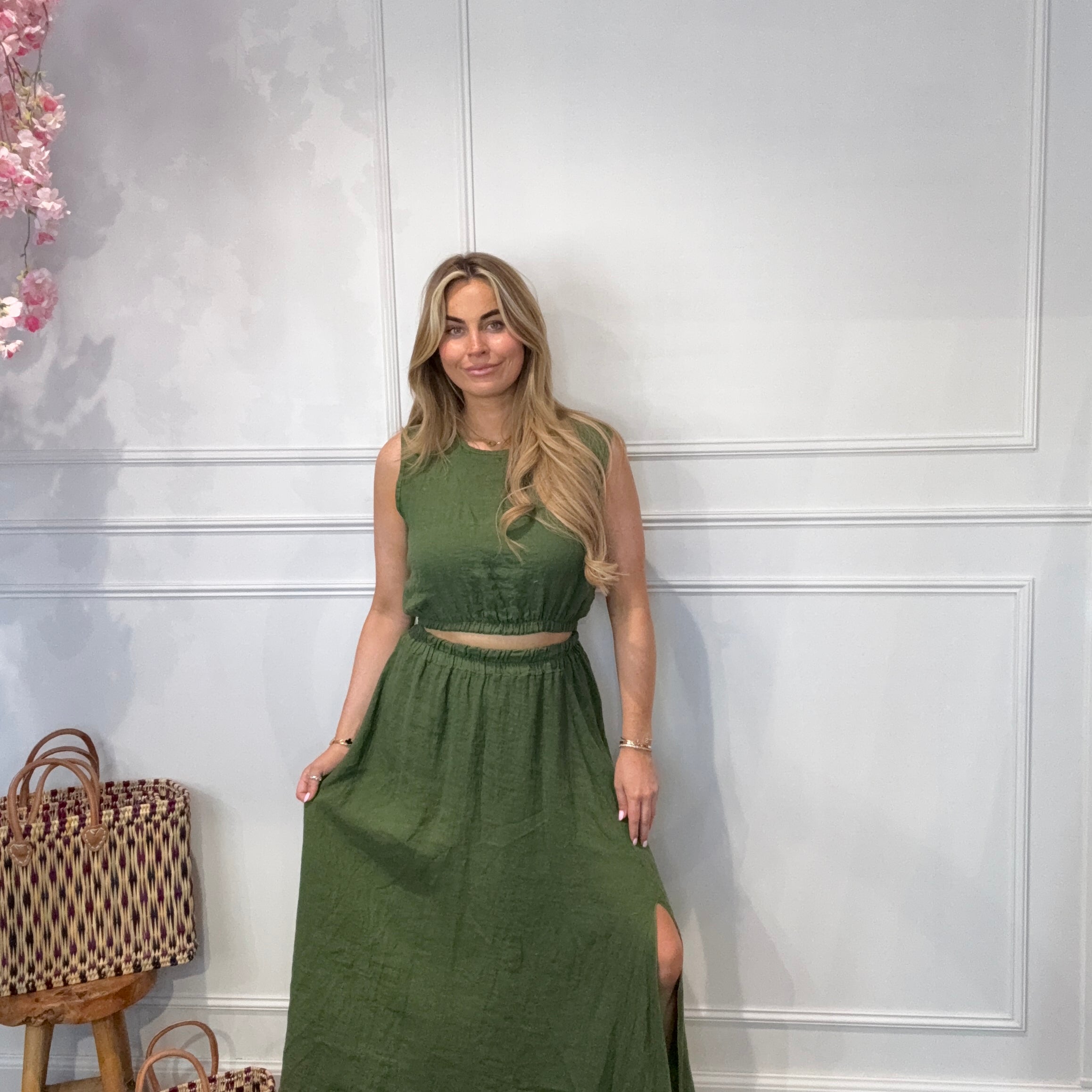 2 Delige Ambika Set Maxi Rok Groen