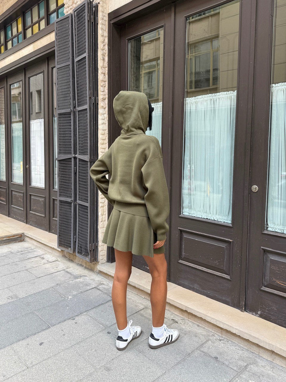2 Delige Set Army Groen - Hoodie & Rokje