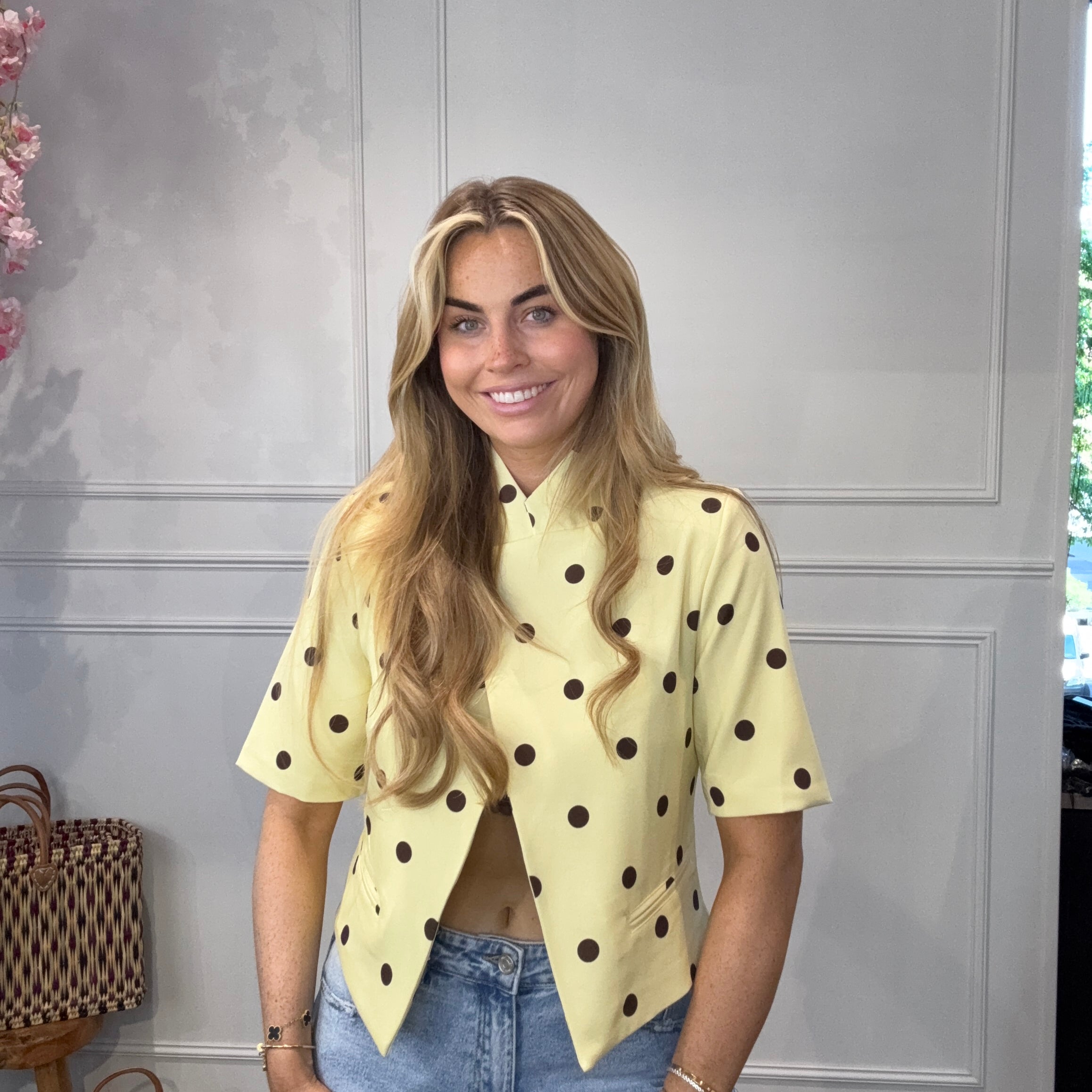 Ambika Blazer Polkadots Geel