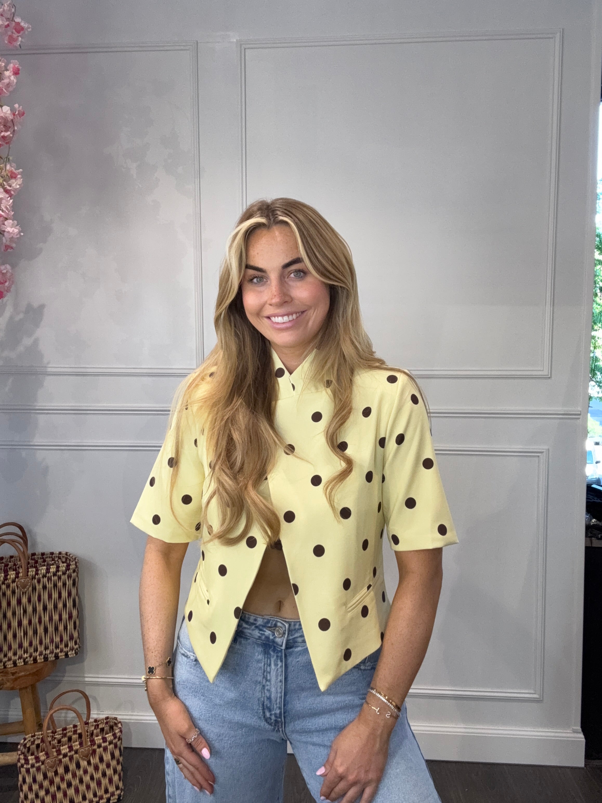 Ambika Blazer Polkadots Geel