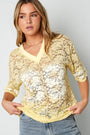 V-Neck Lace American T-shirt