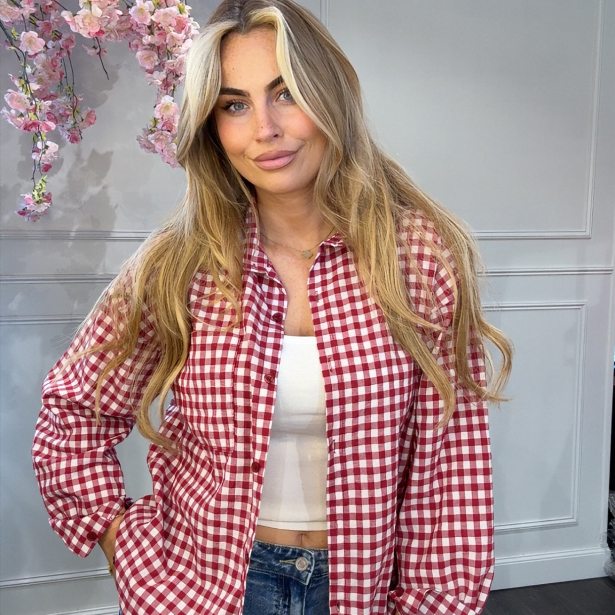 Blouse Rood-Wit Geruit