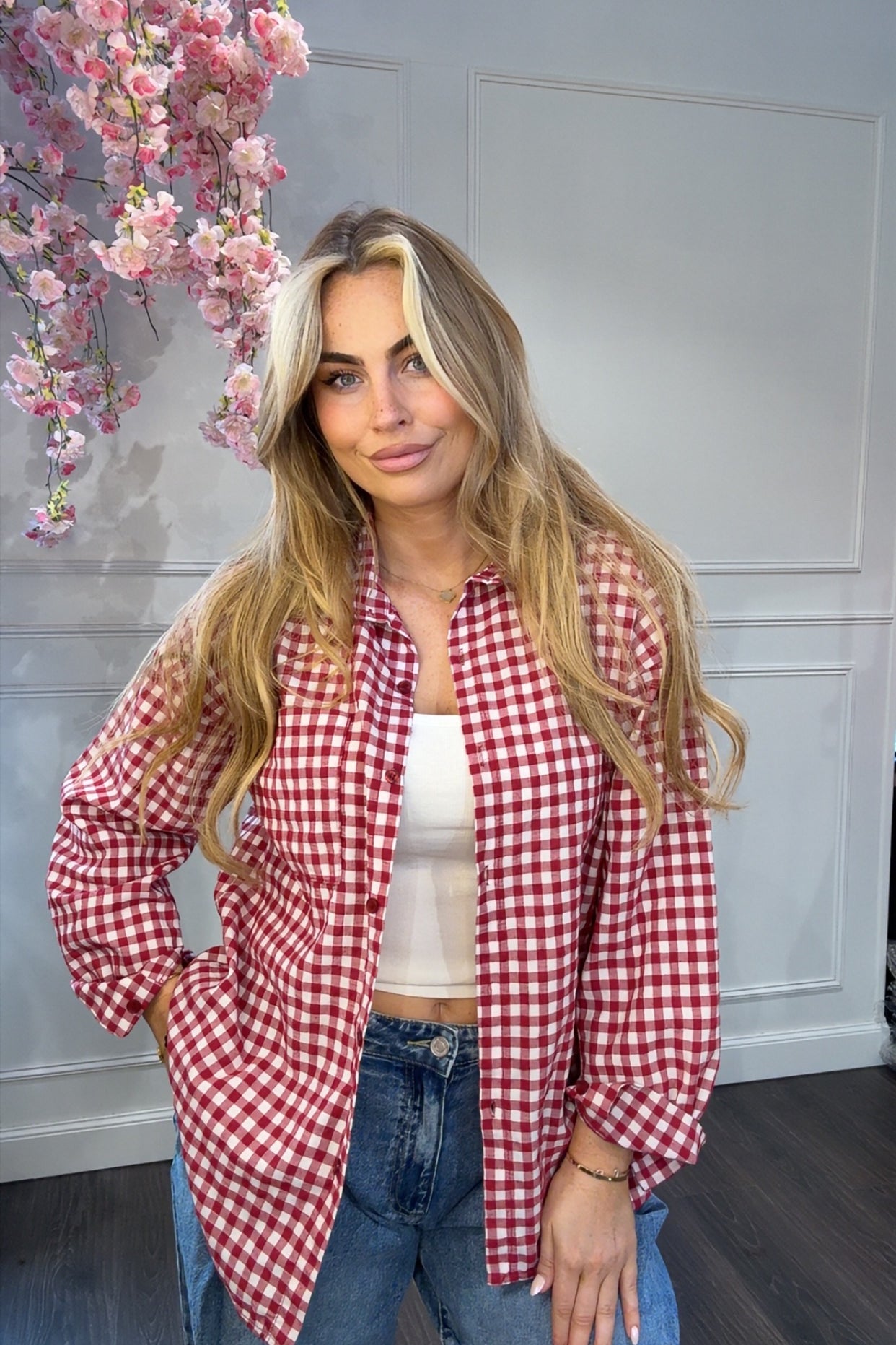 Blouse Rood-Wit Geruit