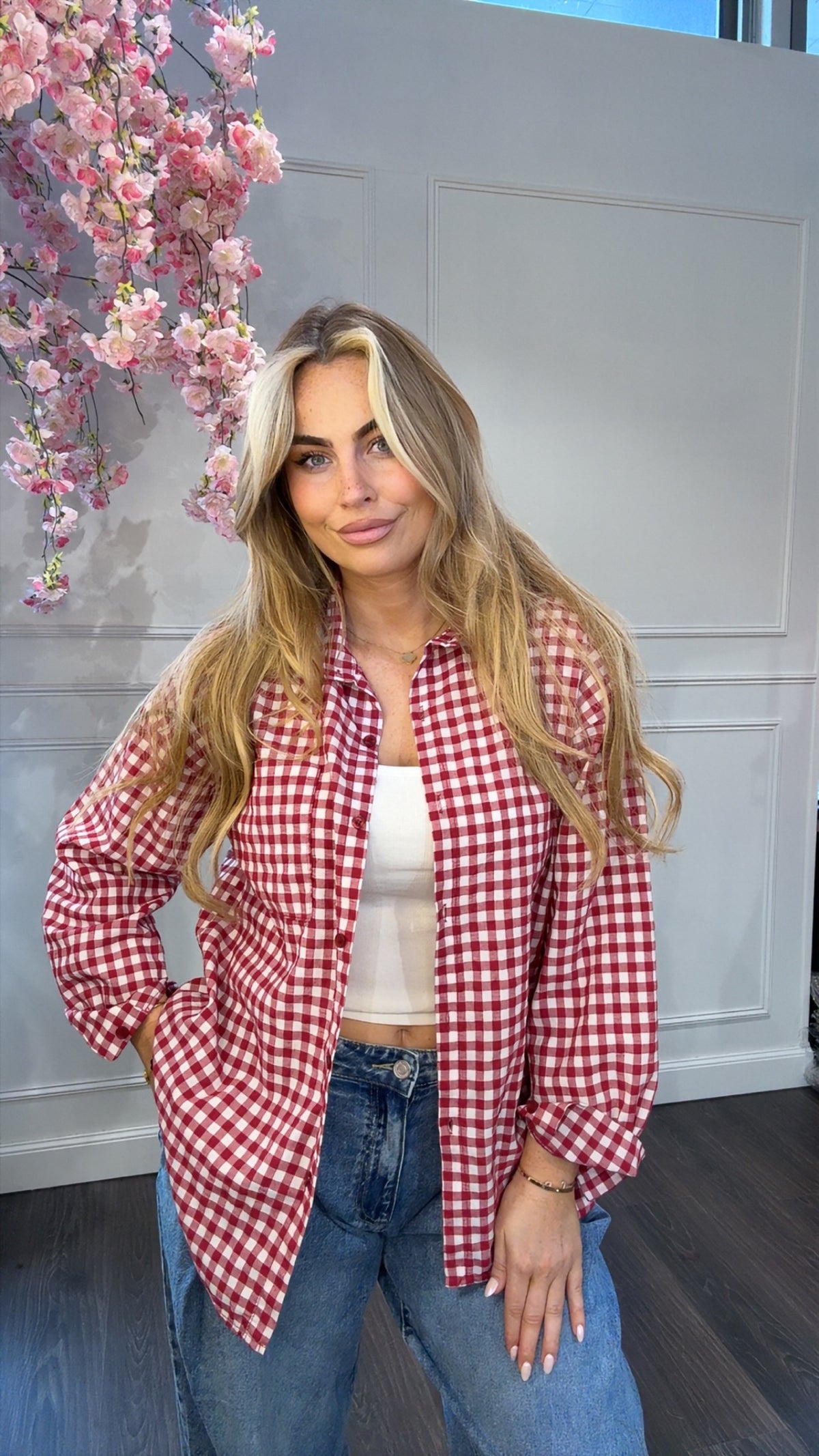 Blouse Rood-Wit Geruit