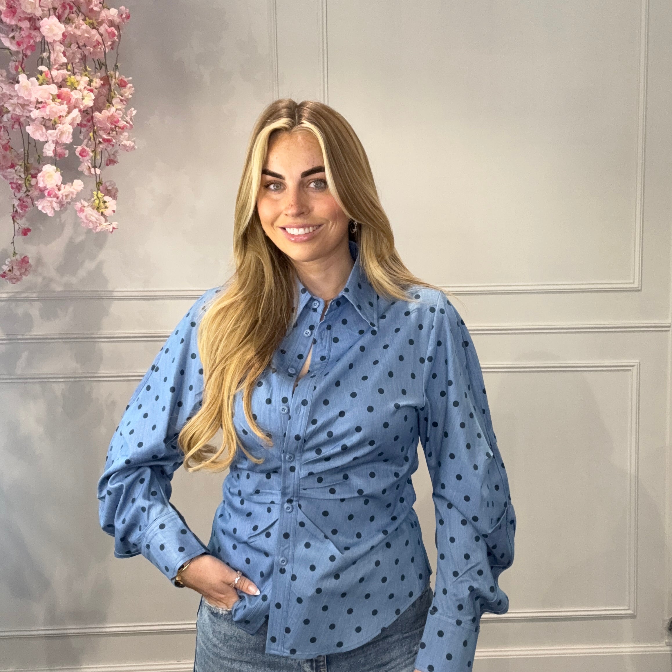 Blouse Polkadots Blauw