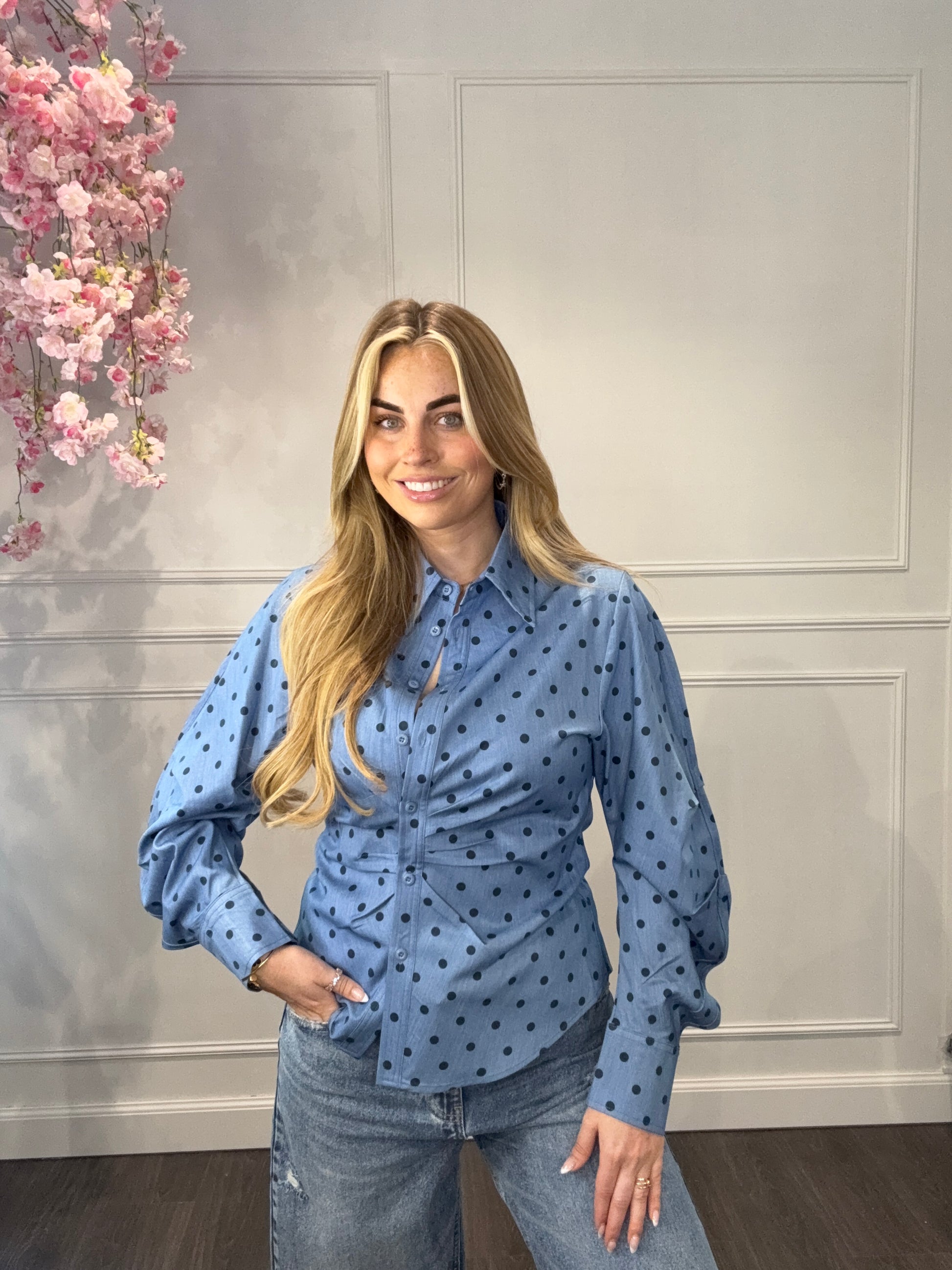 Blouse Polkadots Blauw