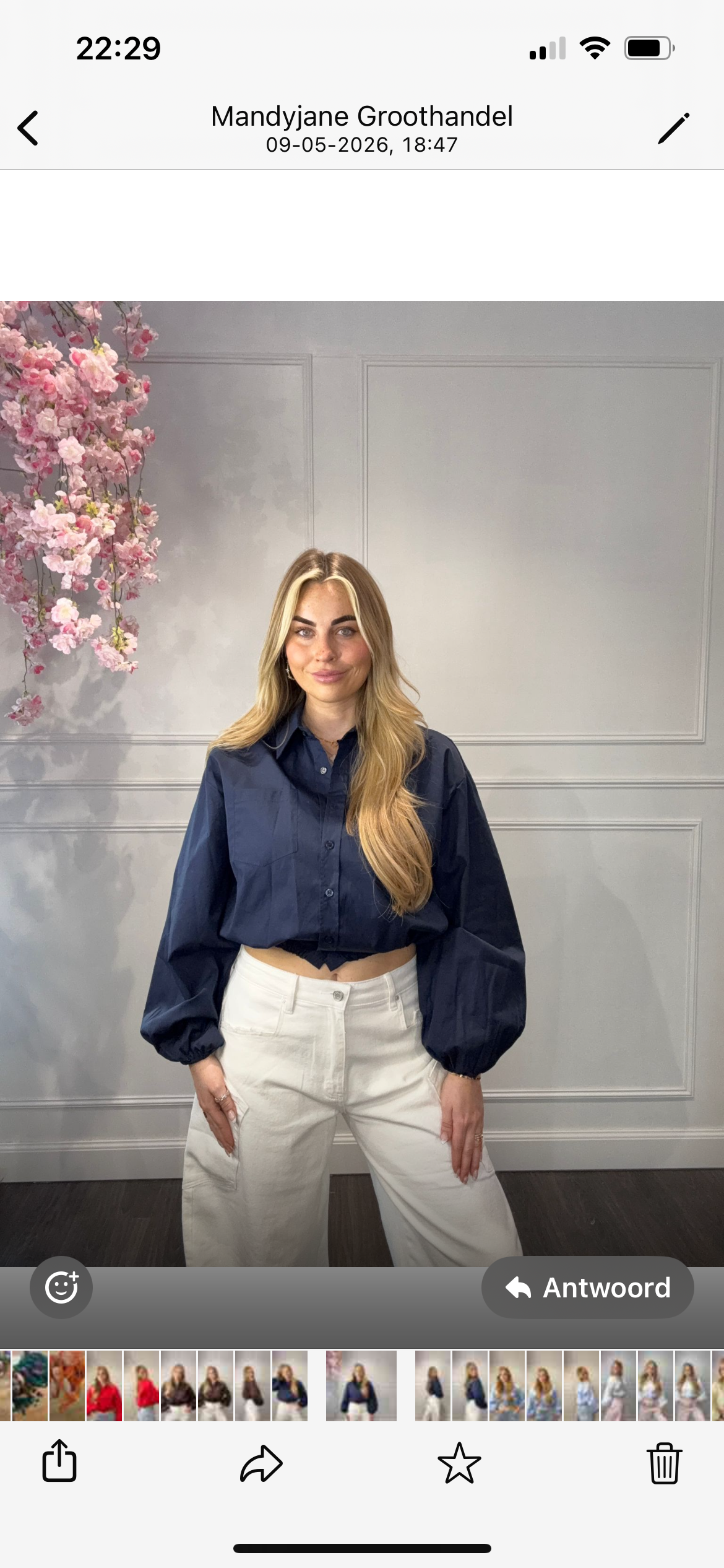 Blouse Cropped Marine Blauw met Koord