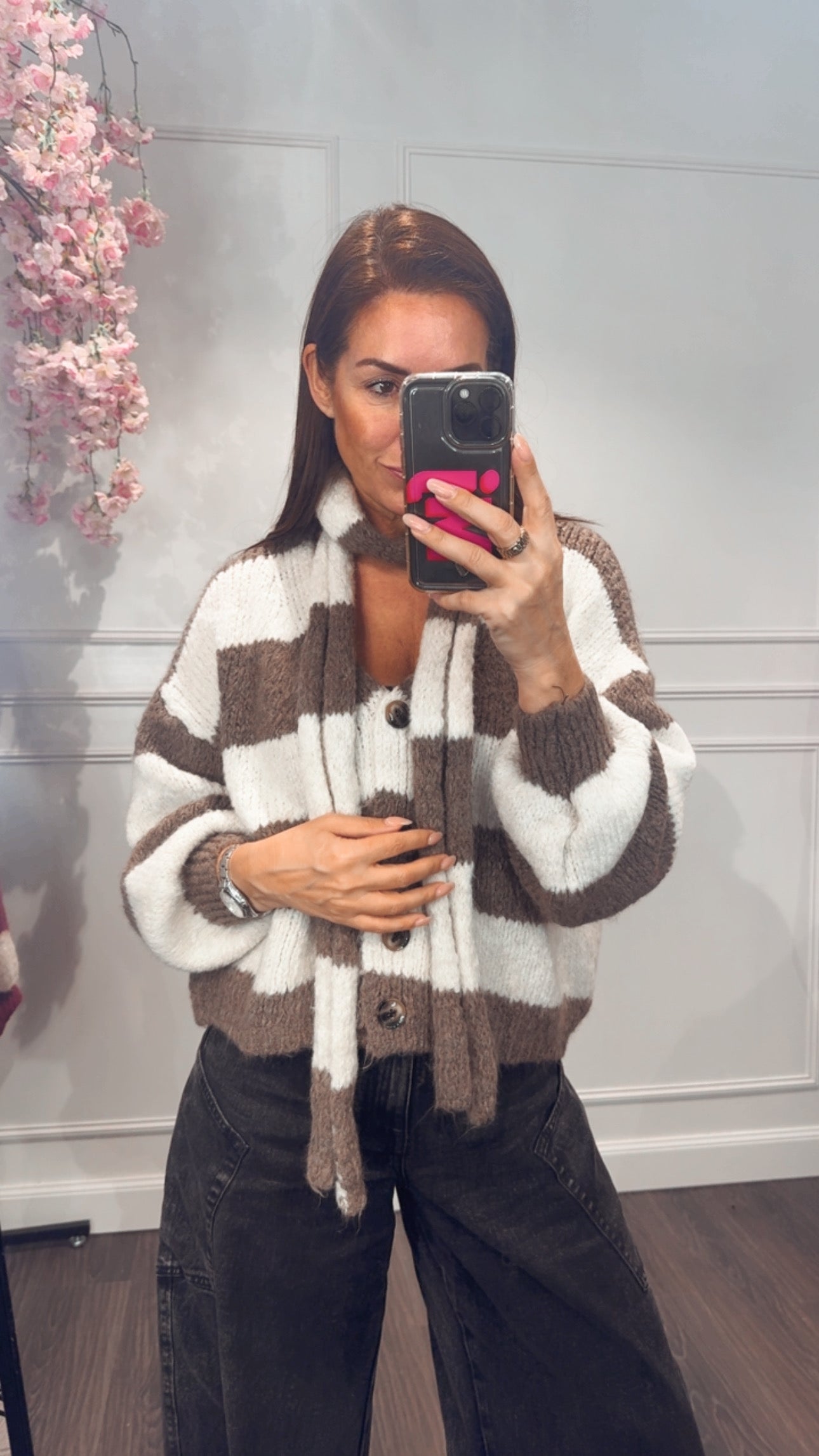 Vest Streep Beige/Taupe