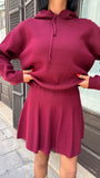 2 Delige Set Burgundy - Hoodie & Rokje