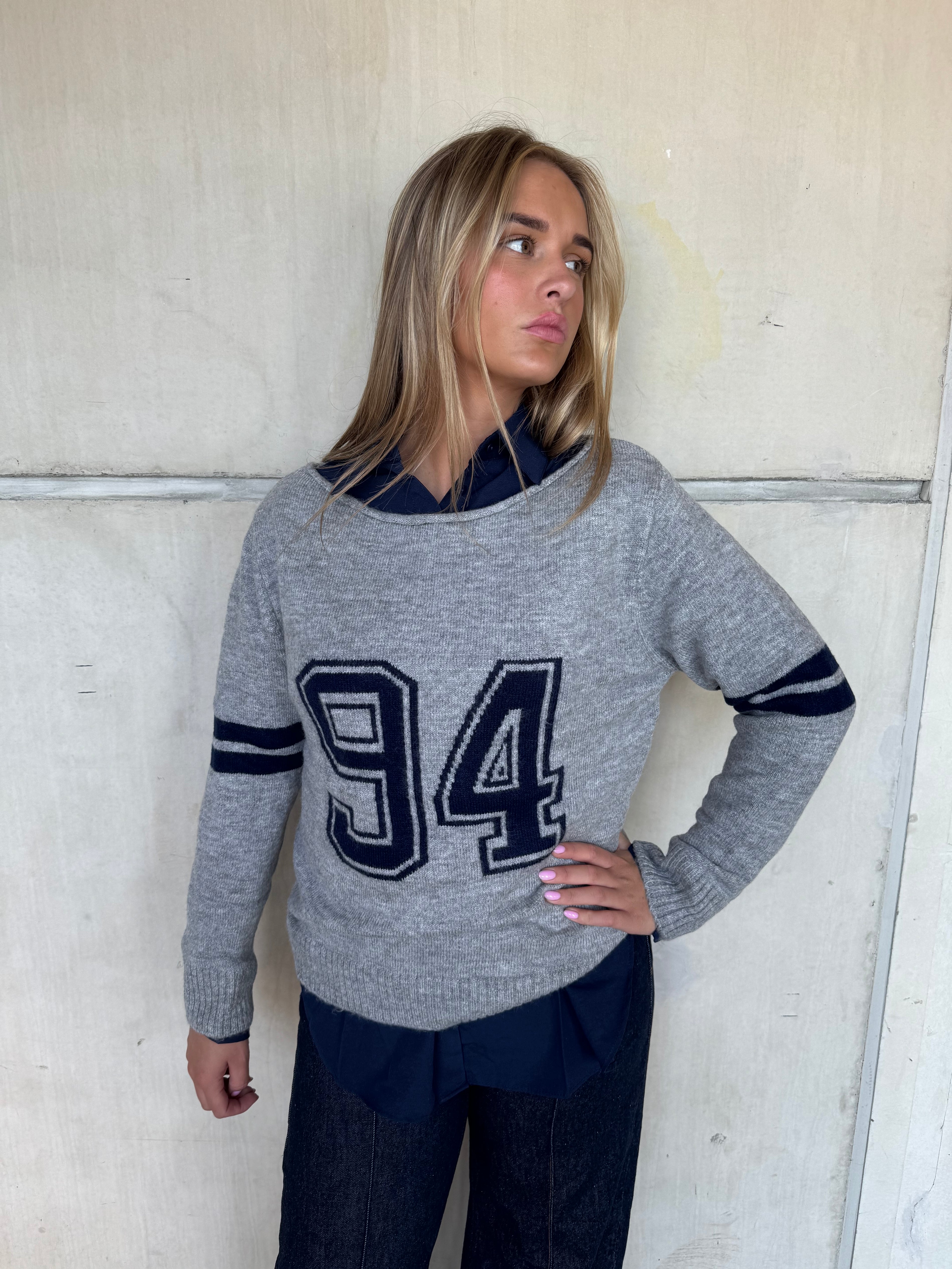Trui Knitted 94 Grijs-Blauw