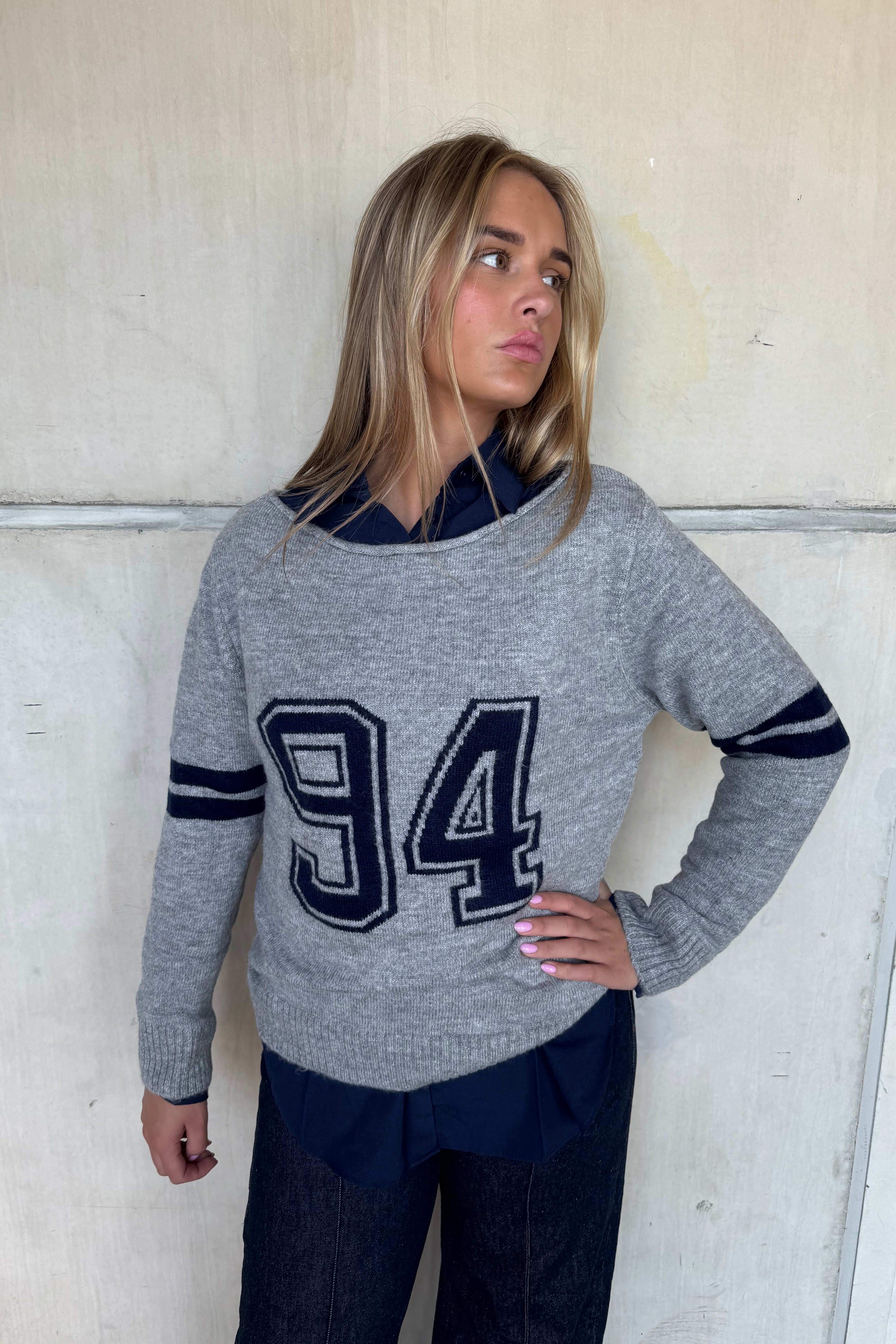 Trui Knitted 94 Grijs-Blauw