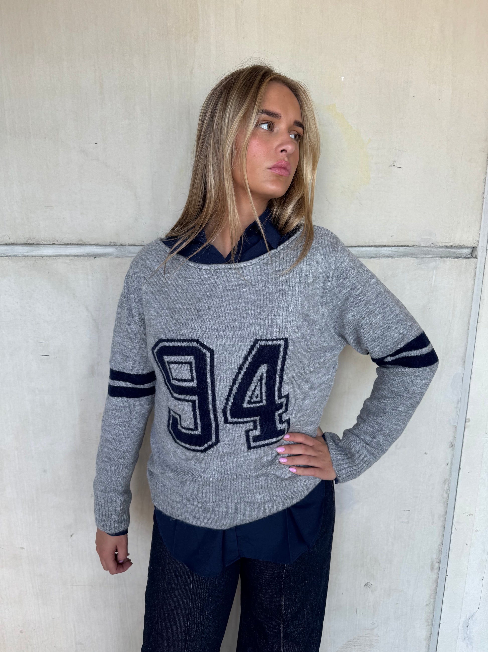 Trui Knitted 94 Grijs-Blauw