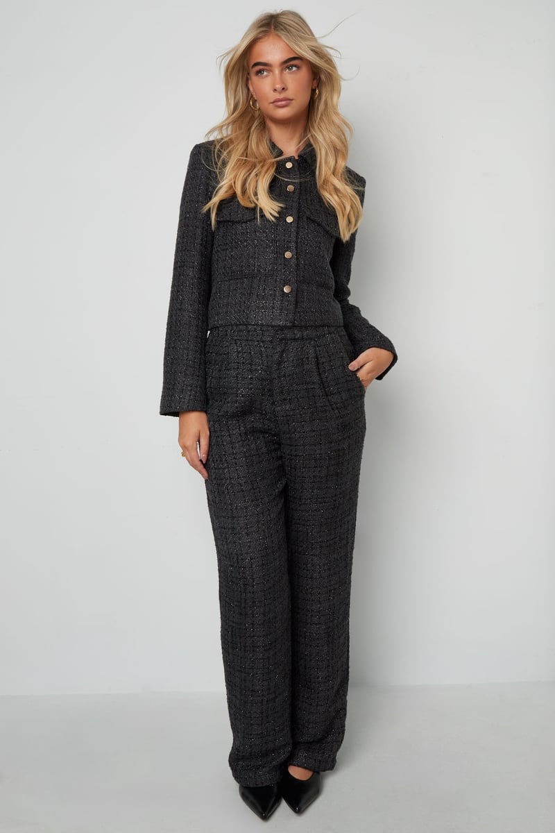 Polyester fiber (polyester) Straight pants Checkered Elegant Fall/Winter  Clothes