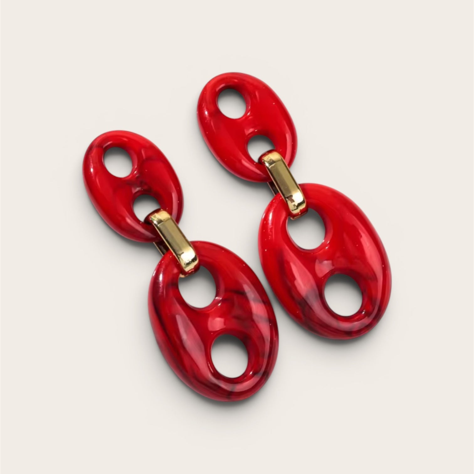 Bean Schakel Oorbellen Rood