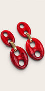 Bean Schakel Oorbellen Rood