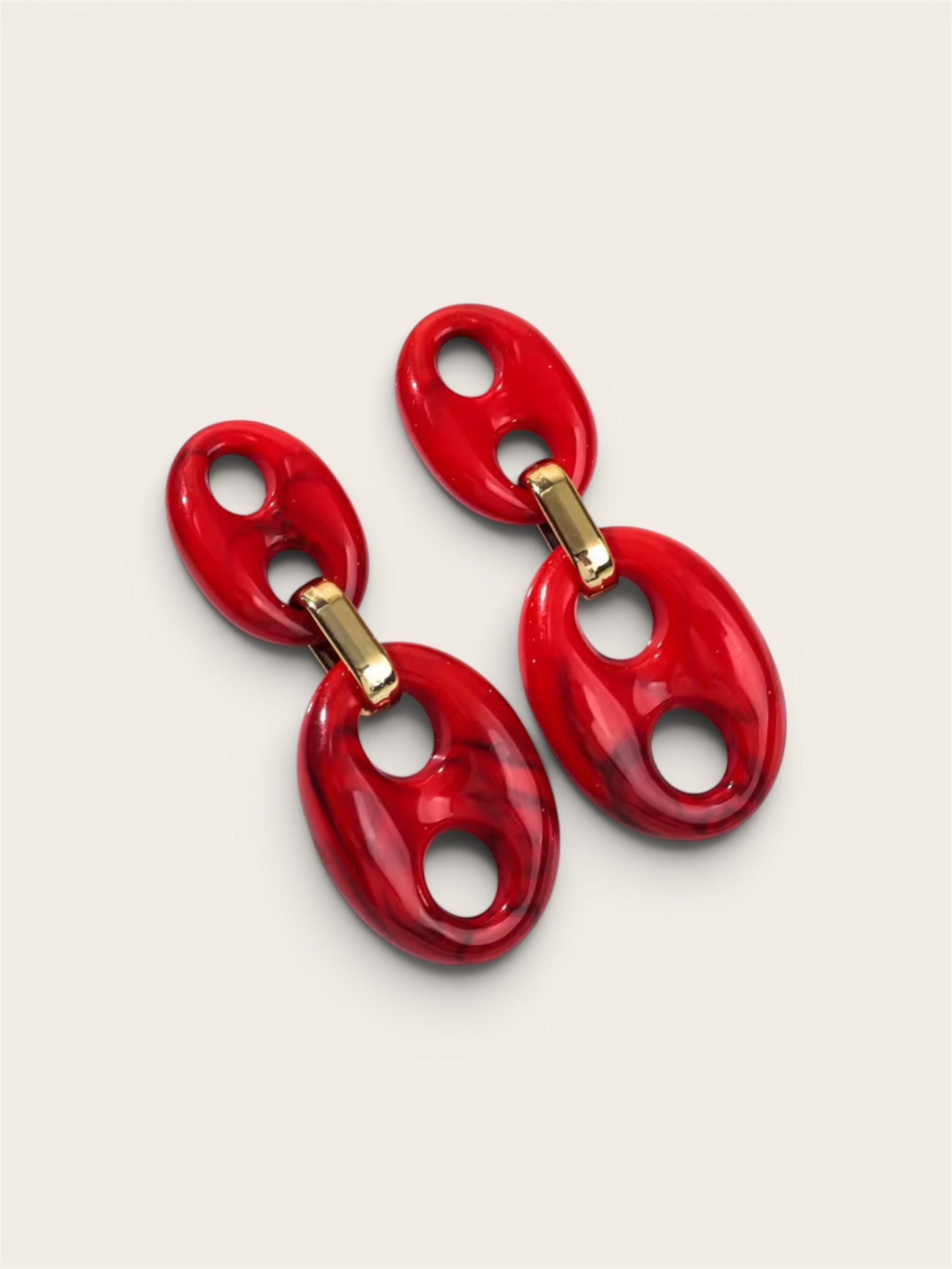 Bean Schakel Oorbellen Rood