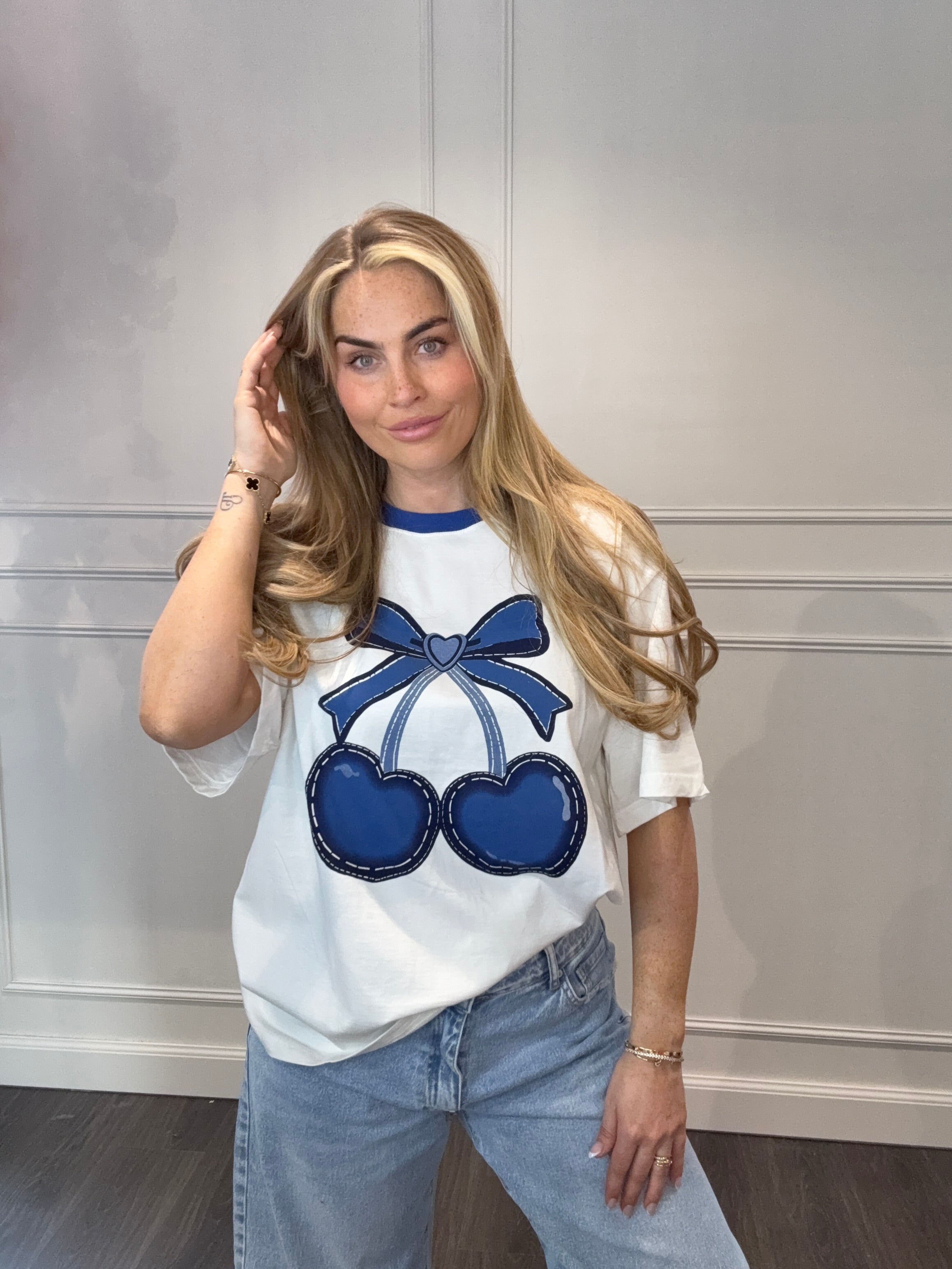 T- Shirt Cherry Blauw