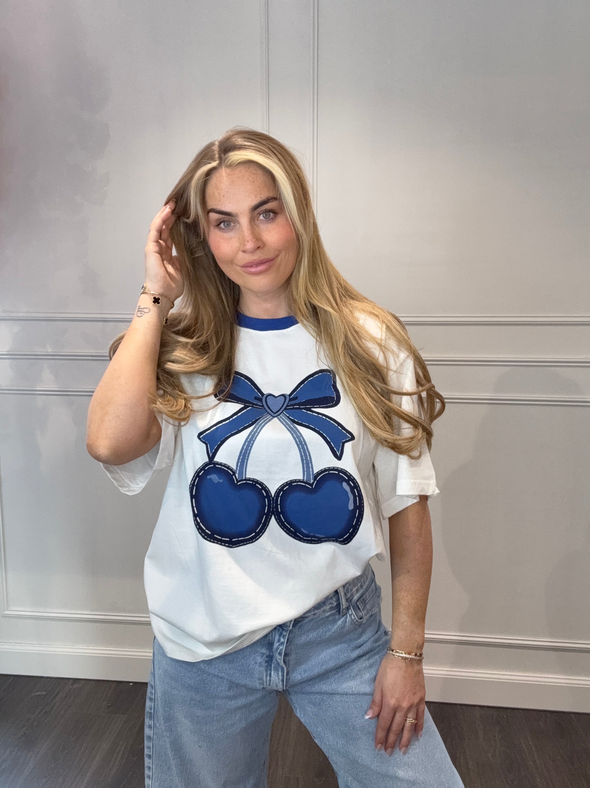 T- Shirt Cherry Blauw
