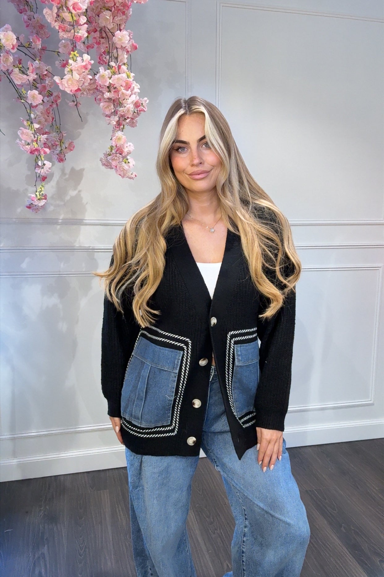 Vest Zwart Grof Met Jeans