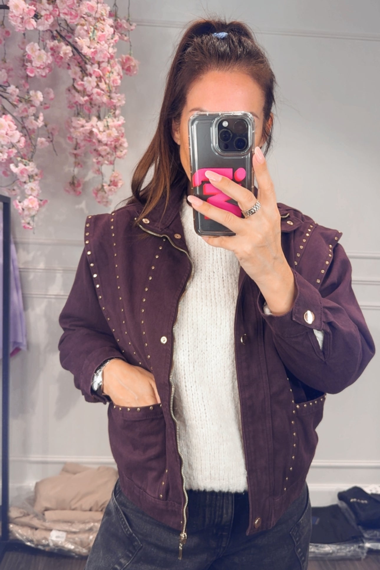 Jeans Jack Bordeaux met studs