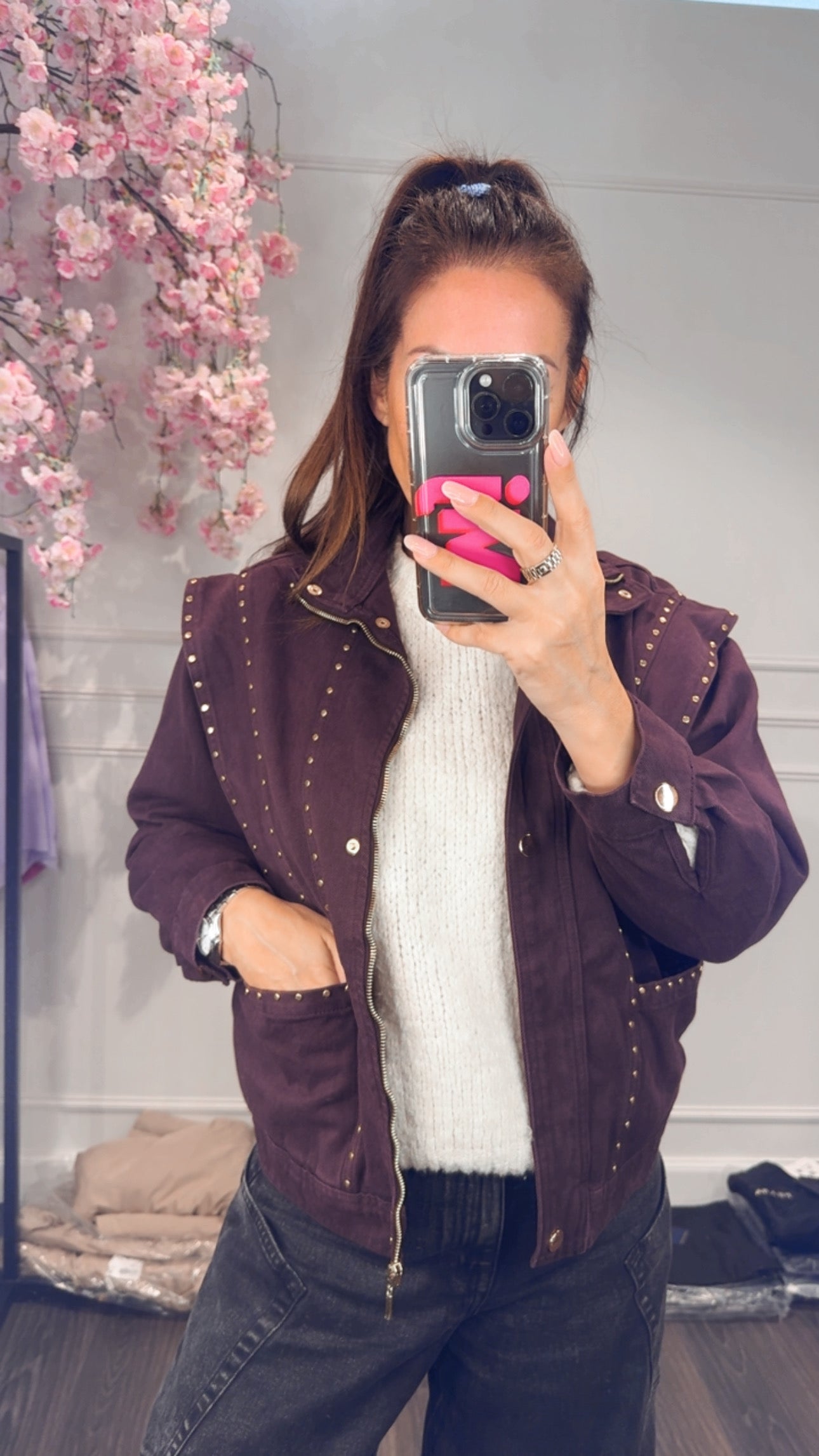 Jeans Jack Bordeaux met studs