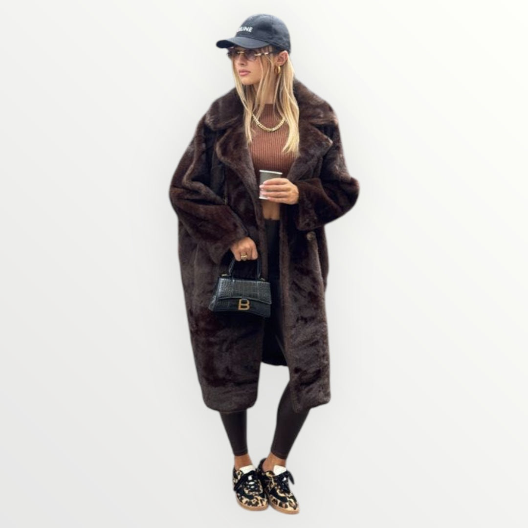 Fake Fur Jas Deluxe Donker Bruin