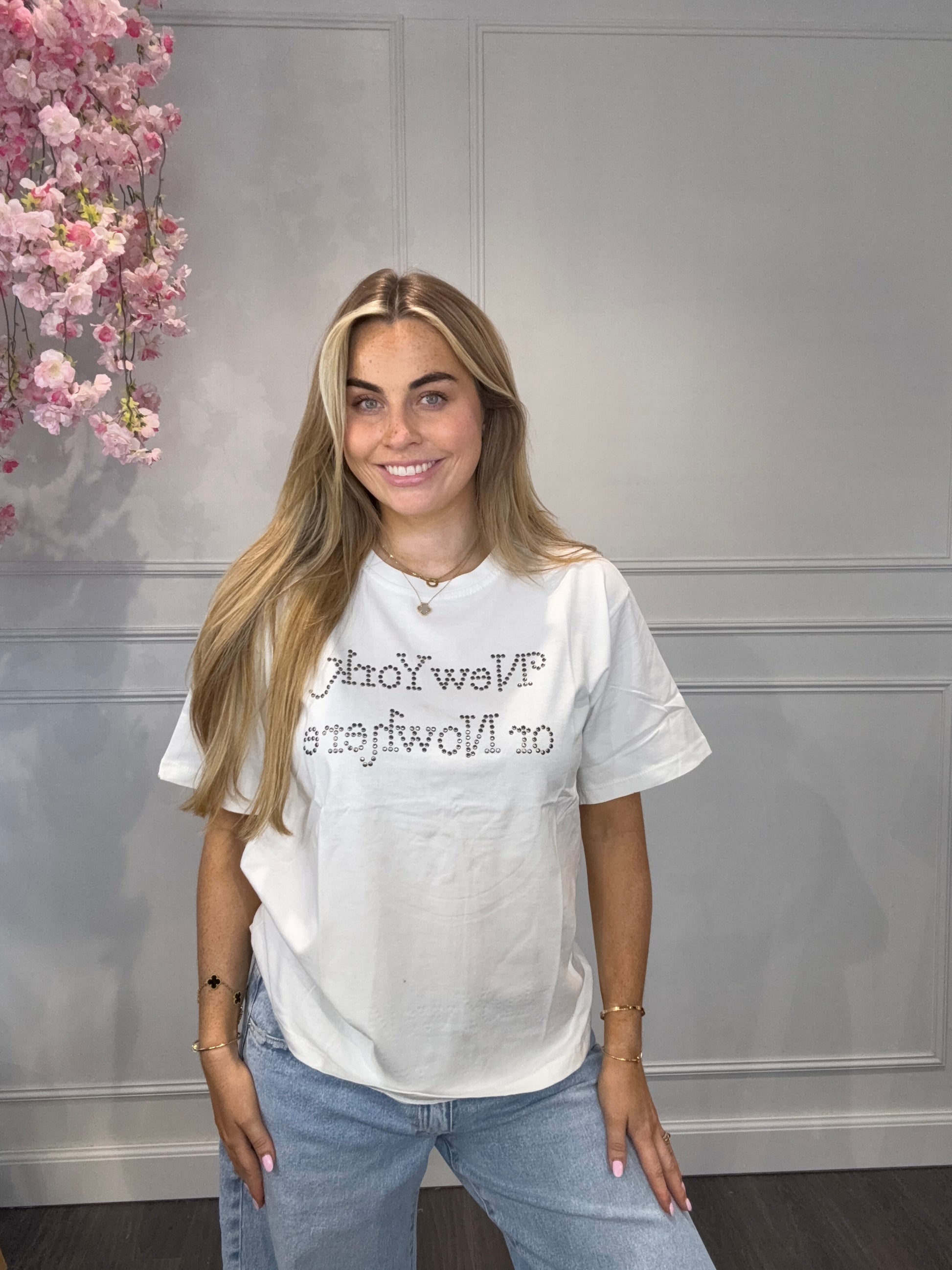 T-shirt Wit Met Studs