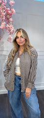 Blouse Bruin-Wit Geblokt