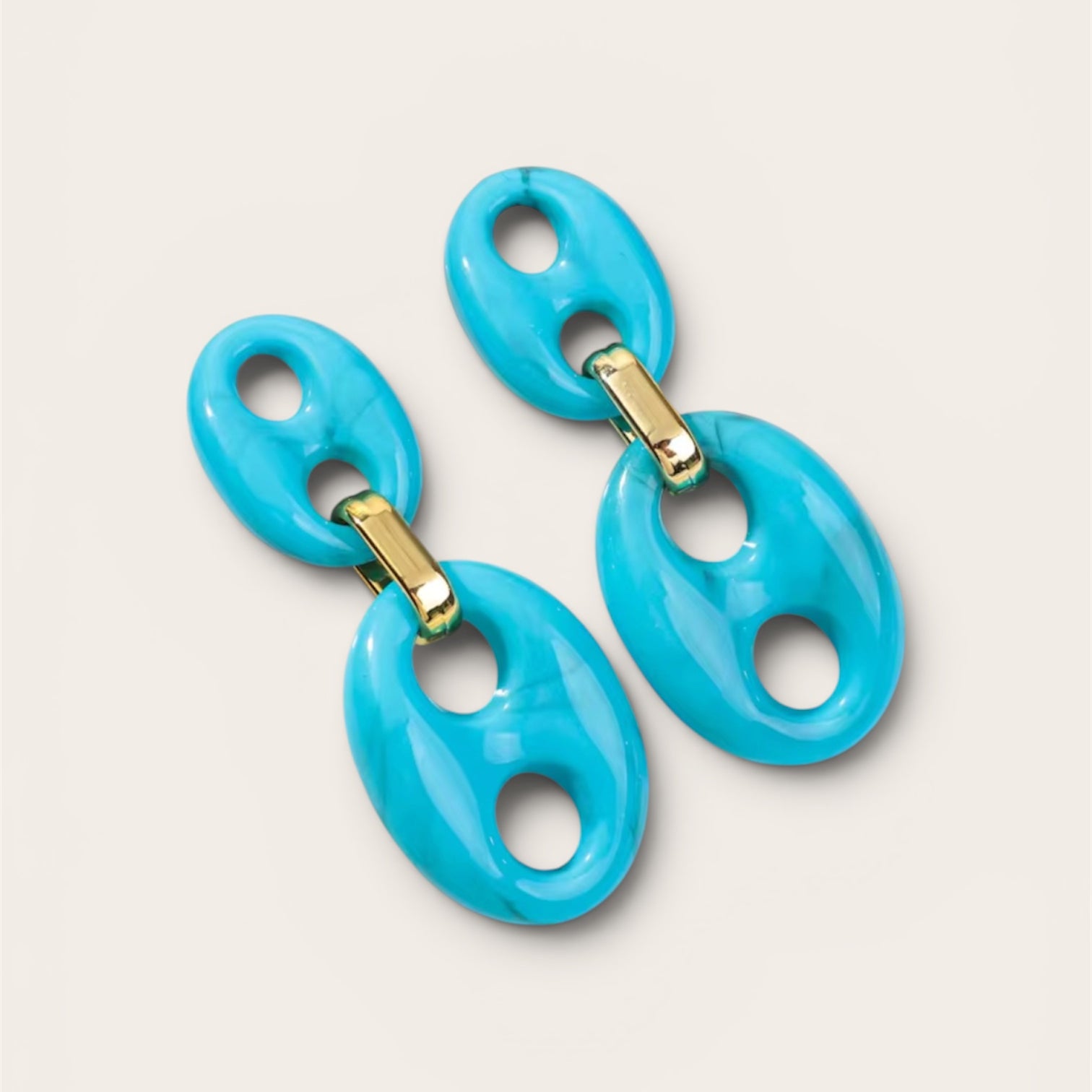 Bean Schakel Oorbellen Turquoise
