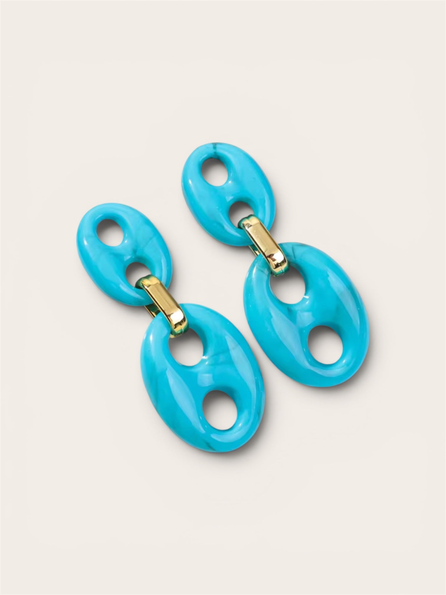Bean Schakel Oorbellen Turquoise
