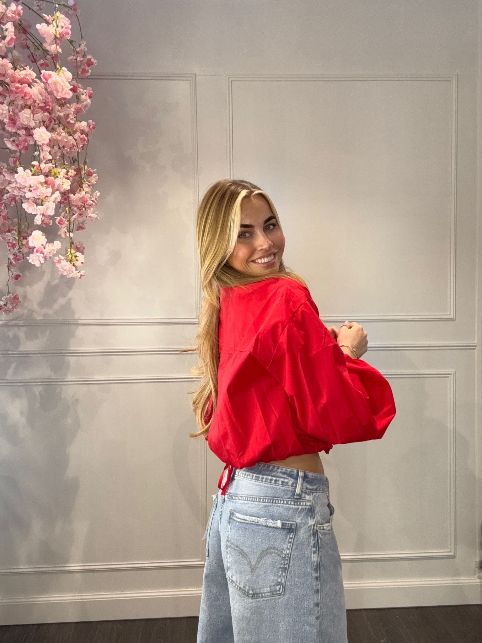 Blouse Cropped Rood met Koord