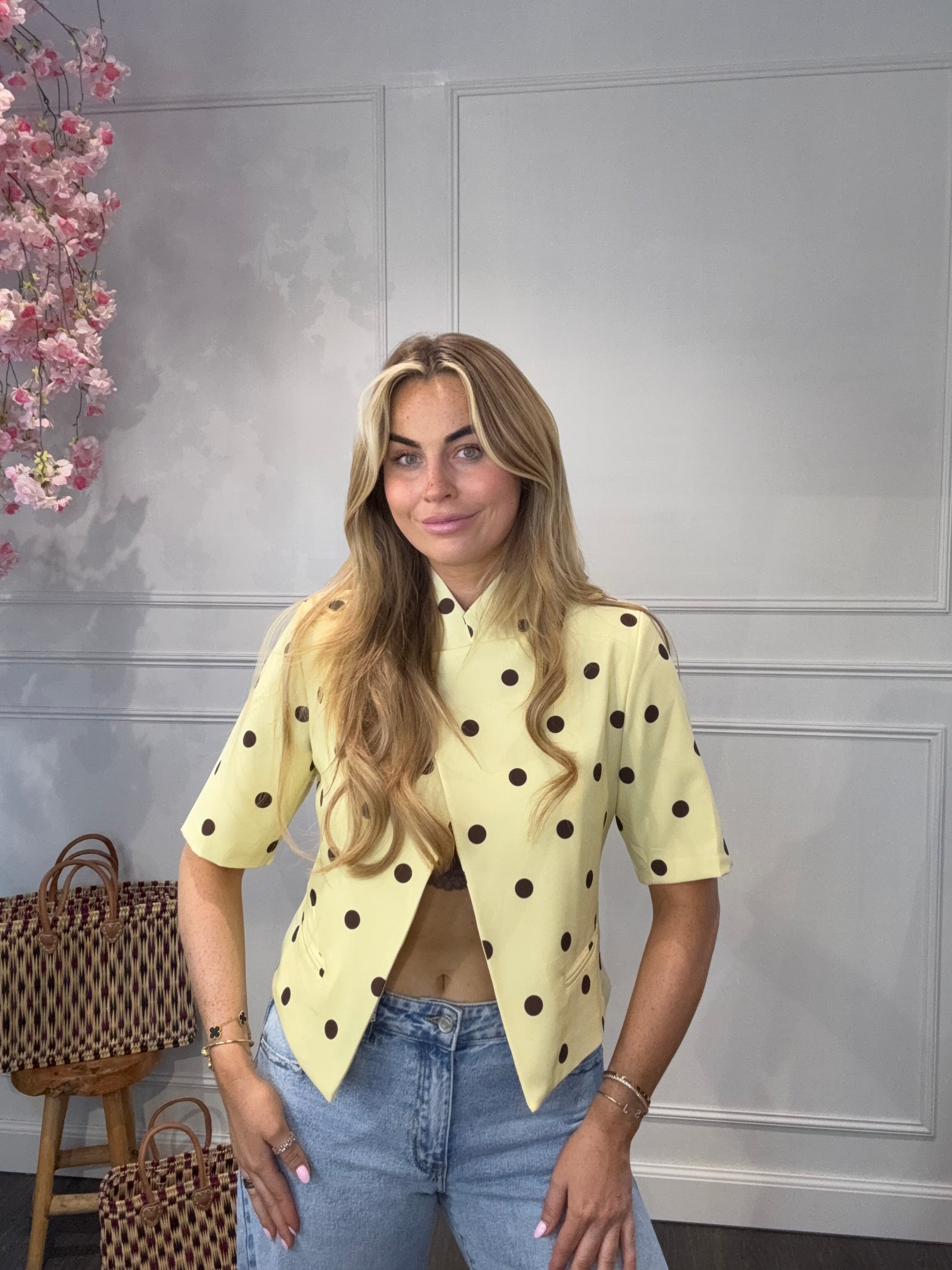 Ambika Blazer Polkadots Geel