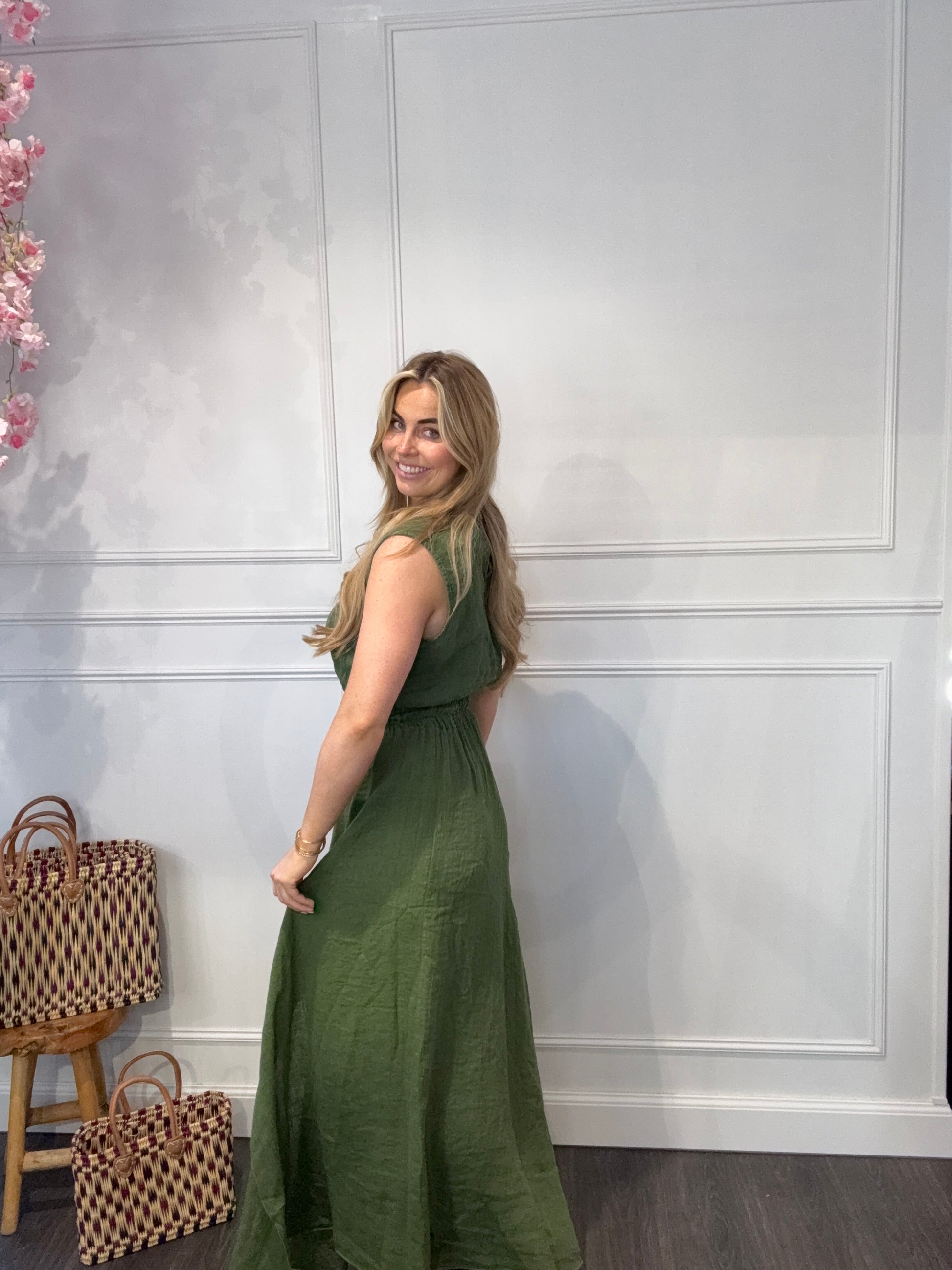 2 Delige Ambika Set Maxi Rok Groen