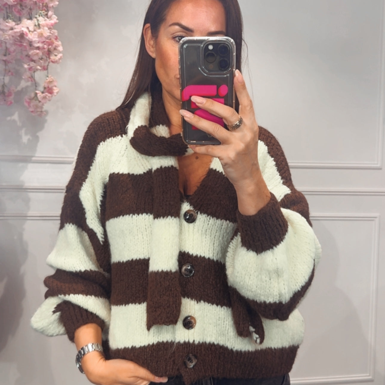 Vest Streep Geel/Bruin Met Sjaal