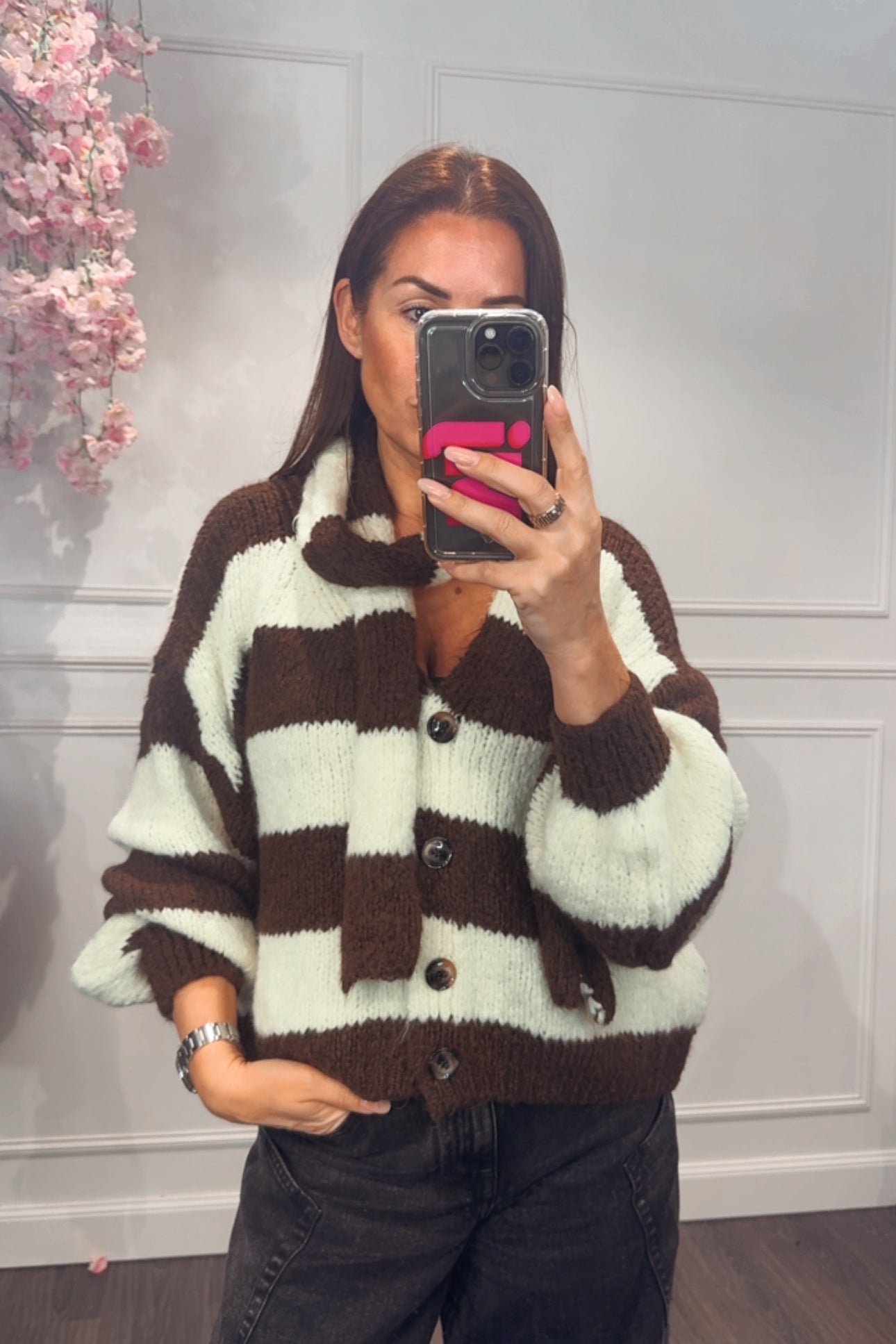 Vest Streep Geel/Bruin Met Sjaal