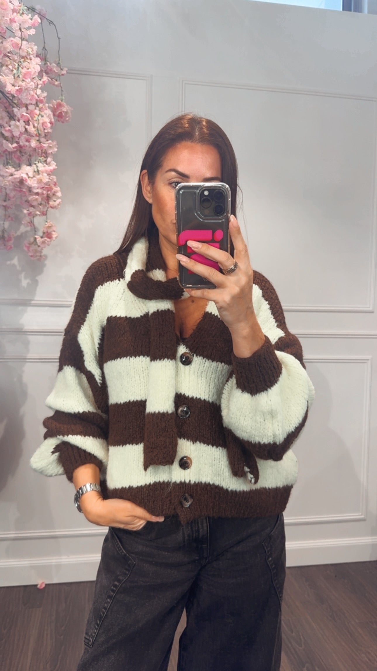 Vest Streep Geel/Bruin Met Sjaal