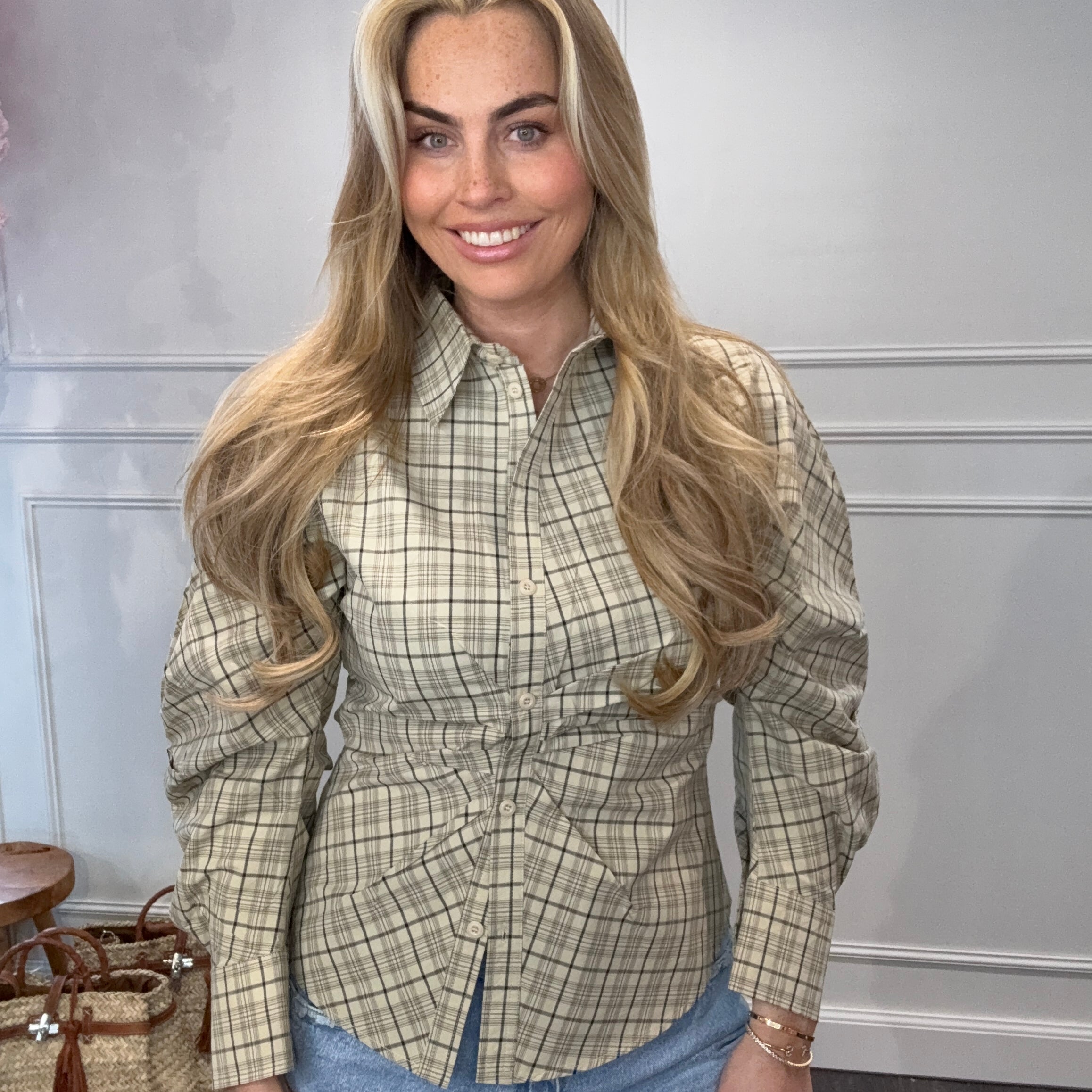 Geruite Blouse Sammy Groen