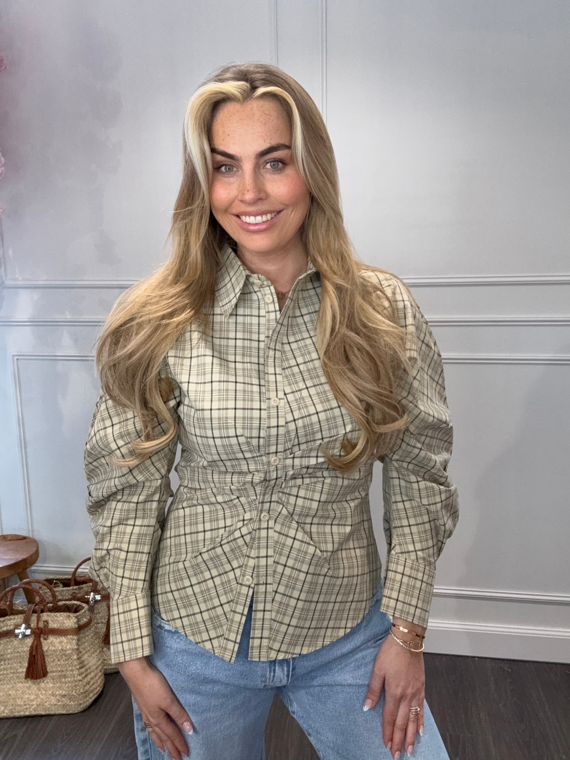 Geruite Blouse Sammy Groen