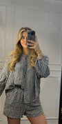 2 Delige Set Nice Blouse met Shorts Ruitprint