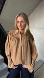 Blouse met Plooien en Mouwdetails Camel