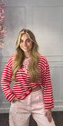 Ambika Top Streep Roze-Rood