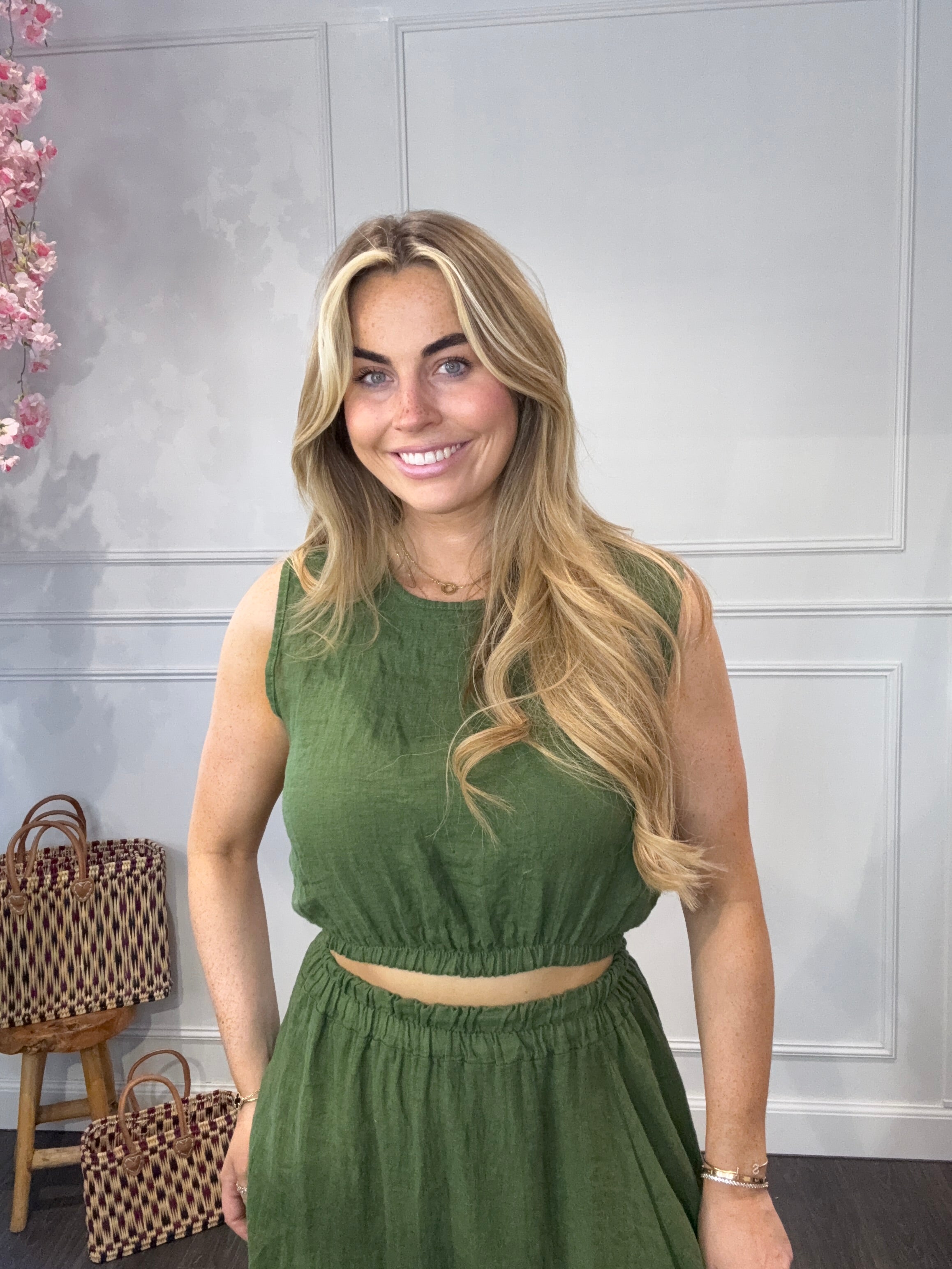 2 Delige Ambika Set Maxi Rok Groen