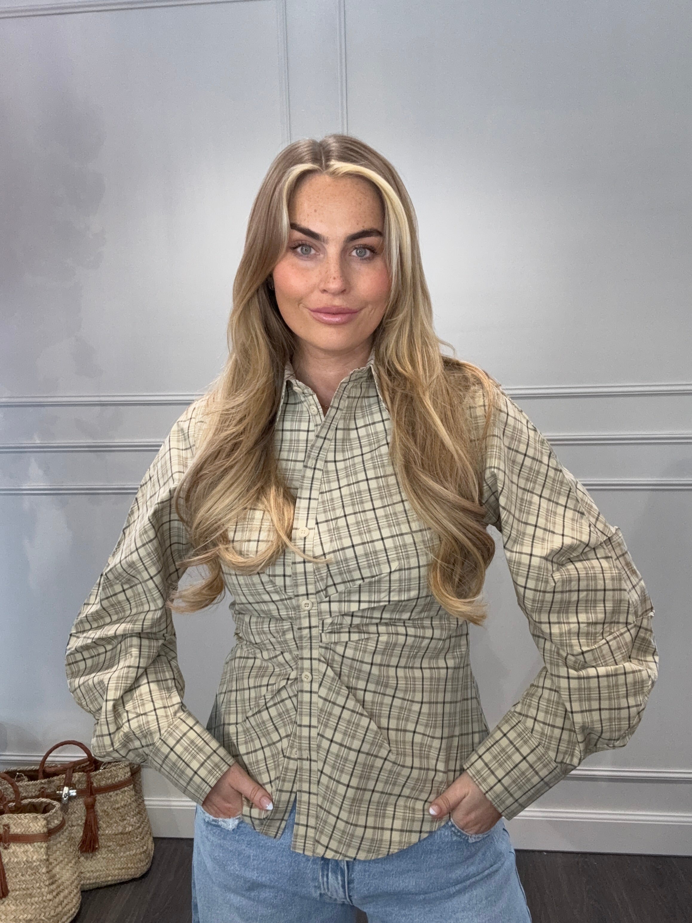 Geruite Blouse Sammy Groen