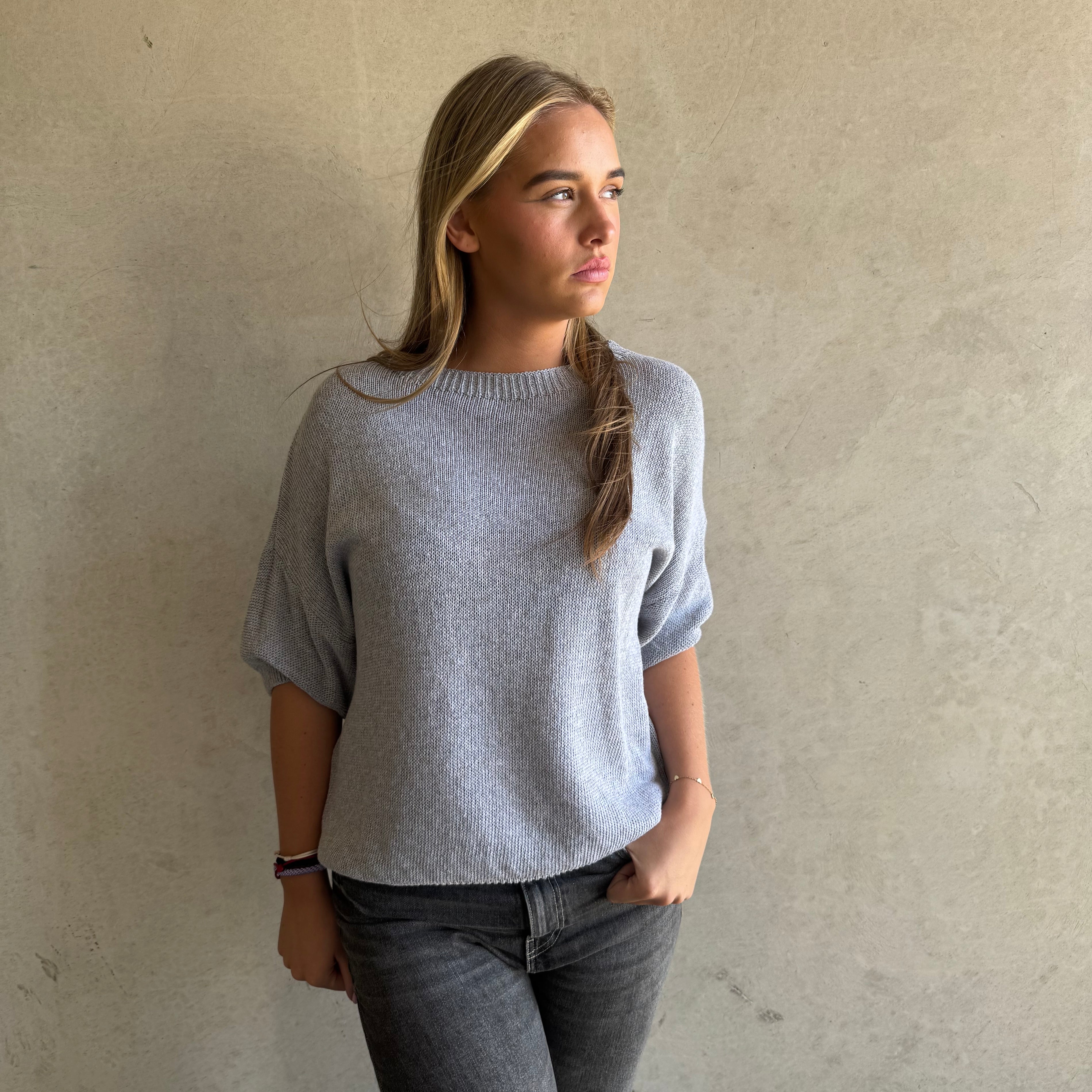 Trui Knitted Basic Grijs