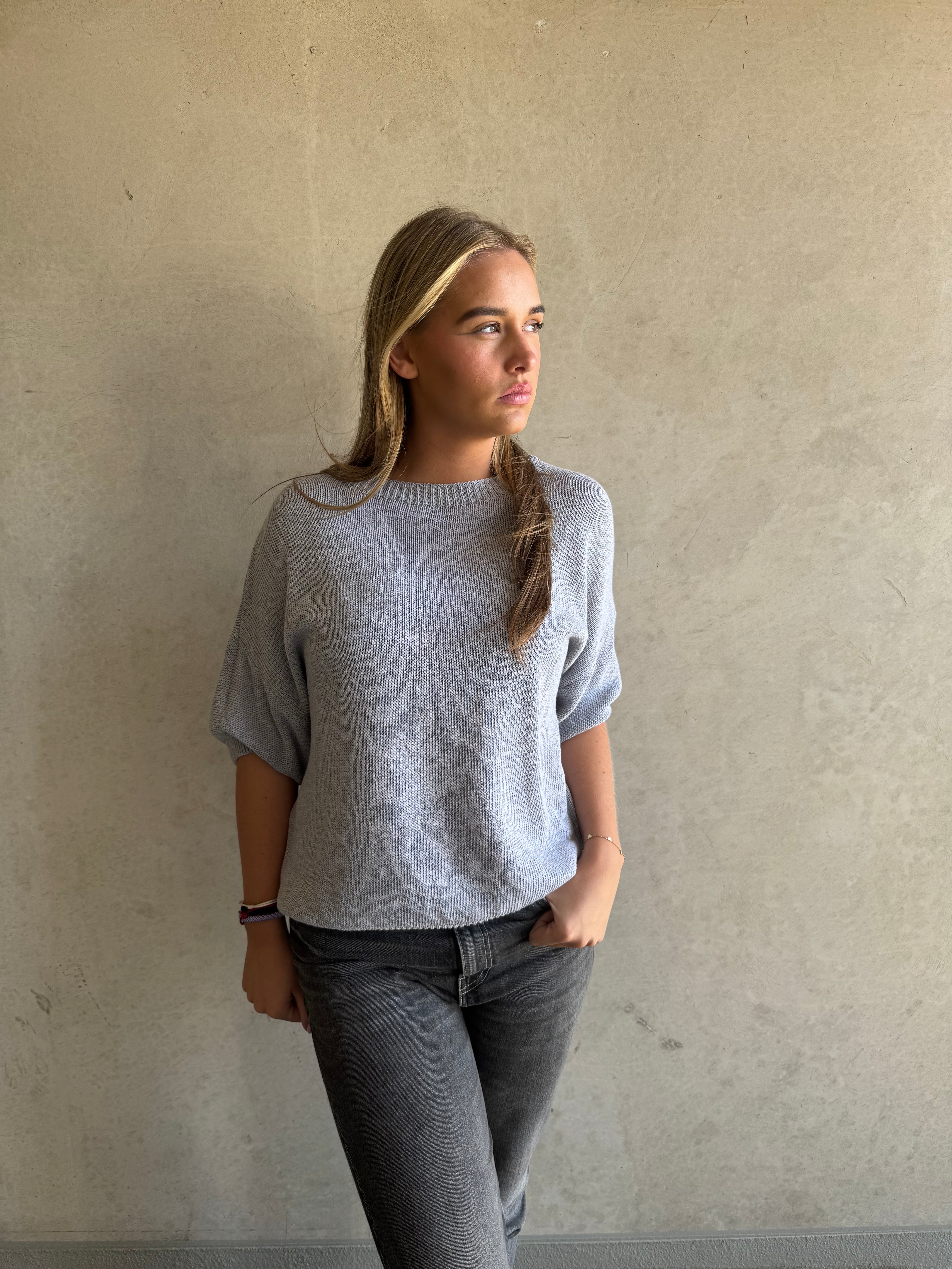 Trui Knitted Basic Grijs