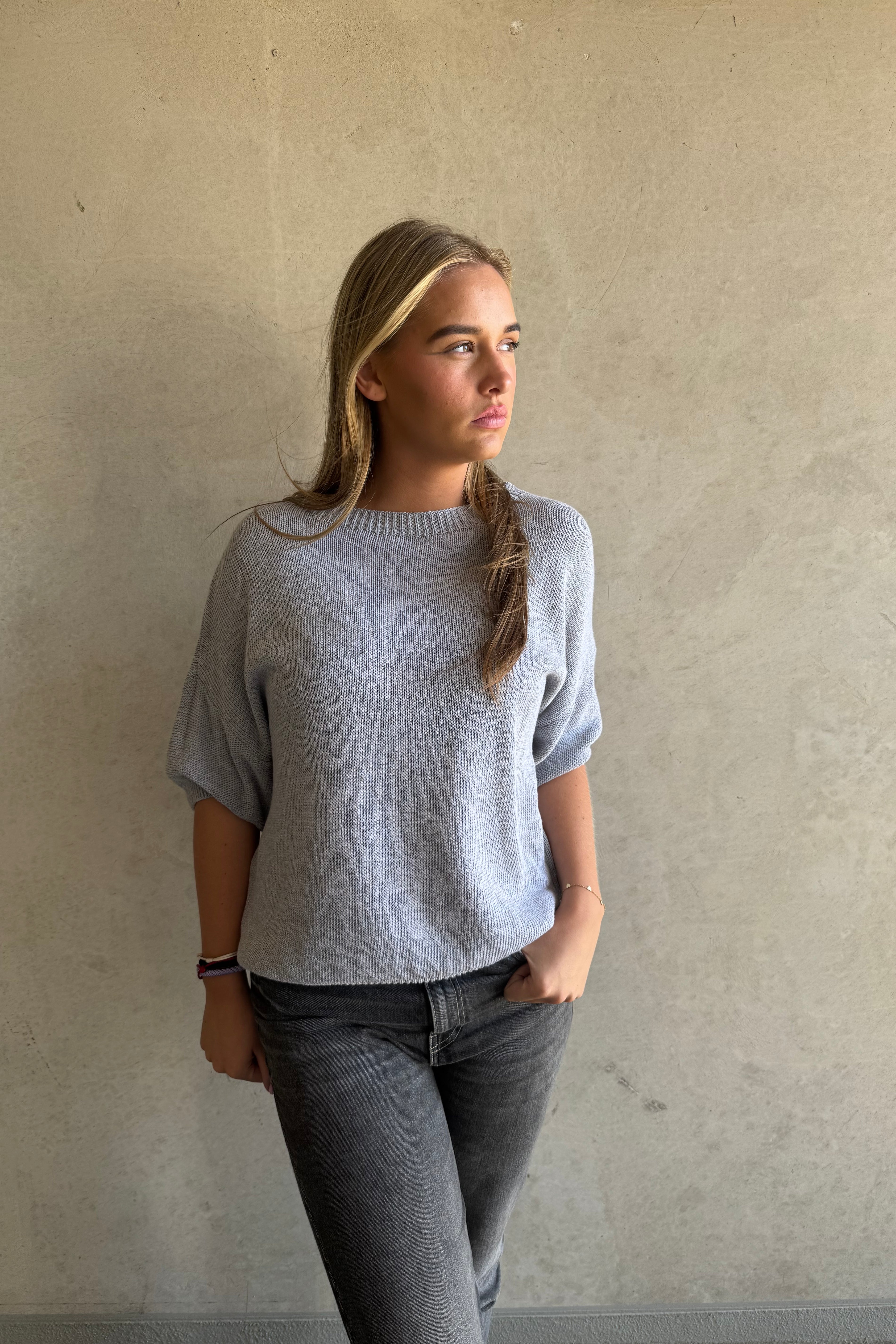 Trui Knitted Basic Grijs